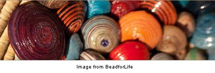 colorful beads made from recycled paper 