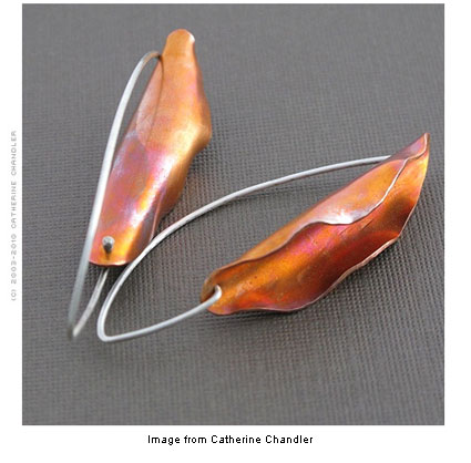 copper leaf earrings from Catherine Chandler