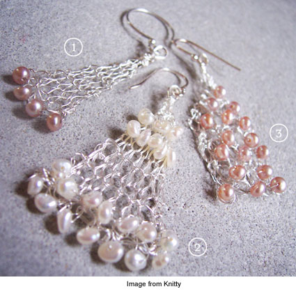 knitted earrings from Rosemary Hill