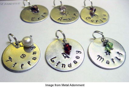 hand stamped metal pendants from Metal Adornment