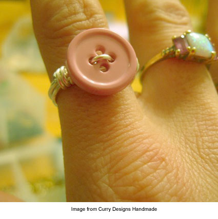 wire wrapped button ring from Jessica at Curry Designs Handmade