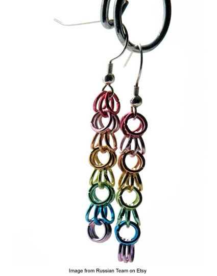 rainbow earrings made multicolored rings