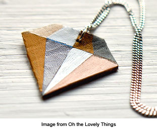 diamond shaped leather pendant