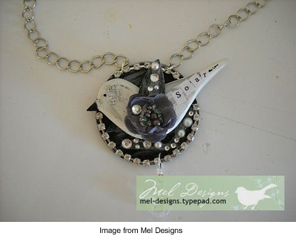 mixed-media bird necklace from Mel Designs