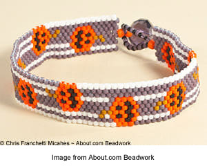 Halloween peyote stitch cuff bracelet from Chris Franchetti Michaels.