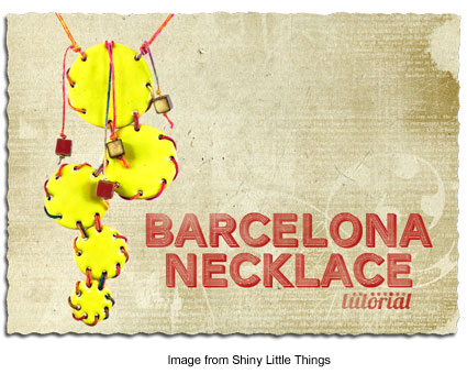 The Barcelona Necklace featuring Elaine Ray ceramic discs.