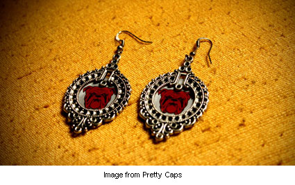 red bulldog earrings from Pretty Caps