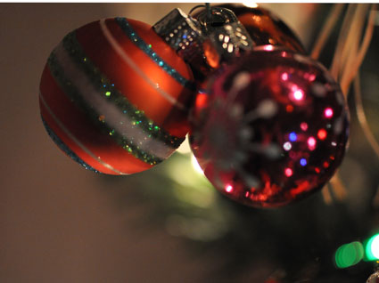 striped and dotted ornaments