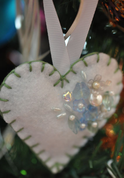 Felt and beaded ornament