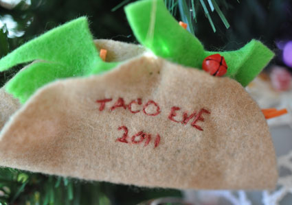 Taco Eve ornament made of felt.