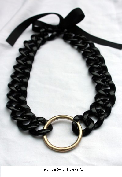 Chunky black and gold necklace from Dollar Store Crafts