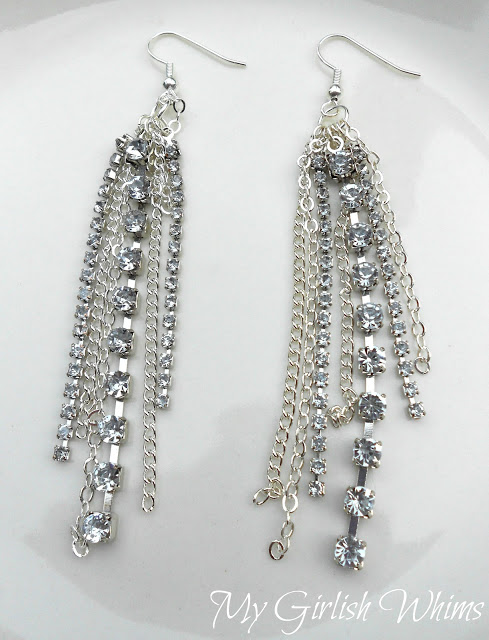 Chain and Rhinestone Earrings