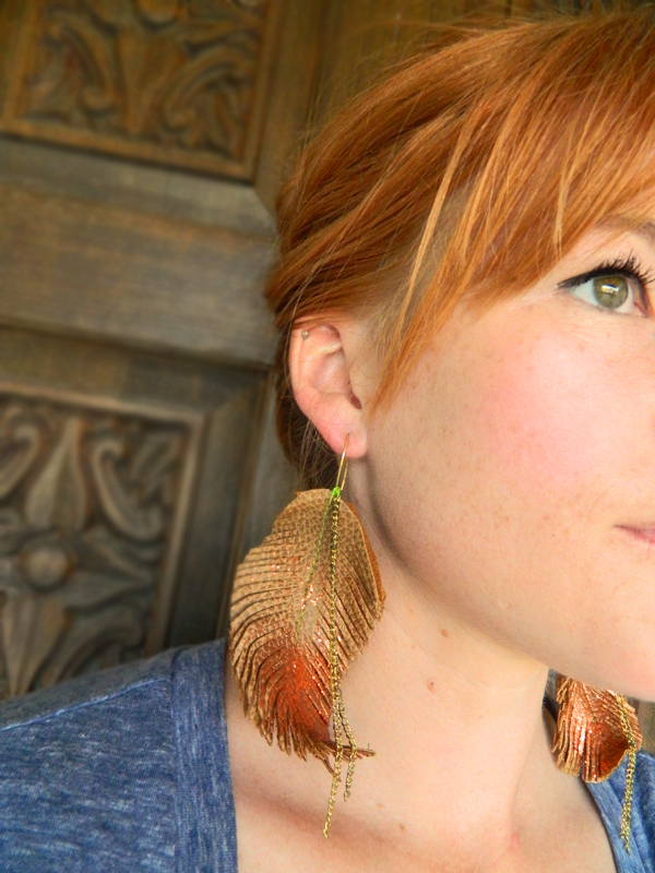 diy boho leather feather earrings 3